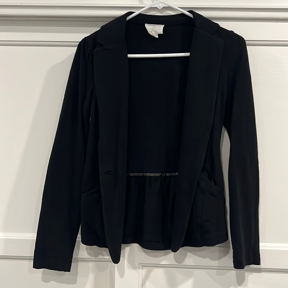 Nordstrom Caslon Knit One-Button Blazer Petite in Black, XSmall